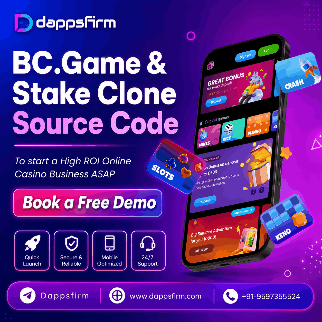 Smart Casino Business Launch with BC.Game & Stake Clone Software